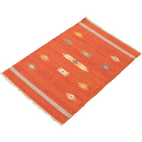 Flat-weave Bold and Colorful Red Wool Kilim