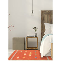 Flat-weave Bold and Colorful Red Wool Kilim