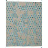 Flat-Weave Kalista Light Khaki, Blue Silk, Wool Kilim