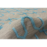 Flat-Weave Kalista Light Khaki, Blue Silk, Wool Kilim