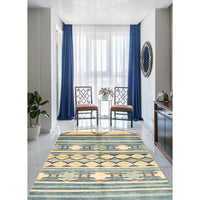 Hand-knotted Finest Dark Blue Wool Soft Rug