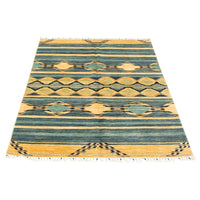 Hand-knotted Finest Dark Blue Wool Soft Rug