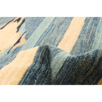 Hand-knotted Finest Dark Blue Wool Soft Rug