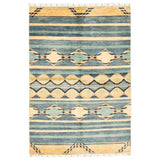 Hand-knotted Finest Dark Blue Wool Soft Rug