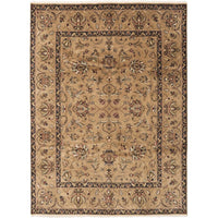 Hand-knotted Finest Agra Jaipur Tan Wool Soft Rug