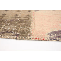 Hand-knotted Vintage Anatolia Patch Khaki Wool Soft Rug