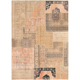 Hand-knotted Vintage Anatolia Patch Khaki Wool Soft Rug