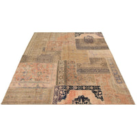 Hand-knotted Vintage Anatolia Patch Khaki Wool Soft Rug