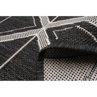 Black Gray Geometric Indoor/ Outdoor Soft Rug
