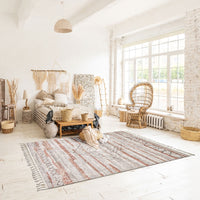 Ivory/ Copper Tassel Bohemian & Eclectic Soft Rug