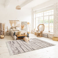 Ivory/ Copper Tassel Bohemian & Eclectic Soft Rug