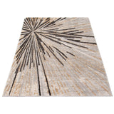 Abstract Ivory Taupe Modern & Contemporary Soft Rug
