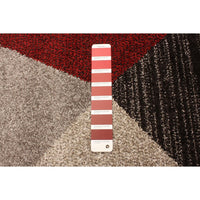 Grey Red Geometric Casual Soft Rug