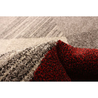 Grey Red Geometric Casual Soft Rug