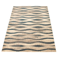 Ivory Blue Wave Casual Soft Rug