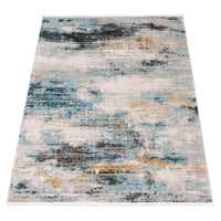 Abstract Modern Blue Multi Contemporary Soft Rug