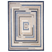 Blue Bordered Indoor/ Outdoor Soft Rug
