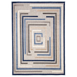 Blue Bordered Indoor/ Outdoor Soft Rug