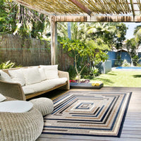 Blue Bordered Indoor/ Outdoor Soft Rug