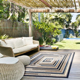 Blue Bordered Indoor/ Outdoor Soft Rug