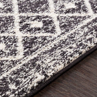 Distressed Geometric Black White Area Rug