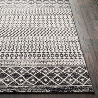 Distressed Geometric Black White Area Rug