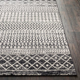 Distressed Geometric Black White Area Rug