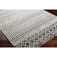 Distressed Geometric Black White Area Rug