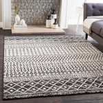 Distressed Geometric Black White Area Rug