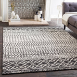 Distressed Geometric Black White Area Rug