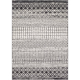 Distressed Geometric Black White Area Rug