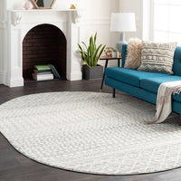 Distressed Geometric Ivory Gray Area Rug