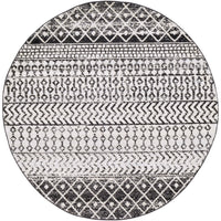 Distressed Geometric Black White Area Rug