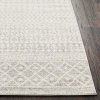 Distressed Geometric Ivory Gray Area Rug