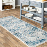 Distressed Persian Pattern Sky Blue Light Gray Soft Area Rug