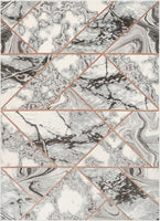 Retro Marble Pattern Grey Blush Glam Soft Area Rug