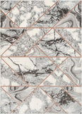 Retro Marble Pattern Grey Blush Glam Soft Area Rug