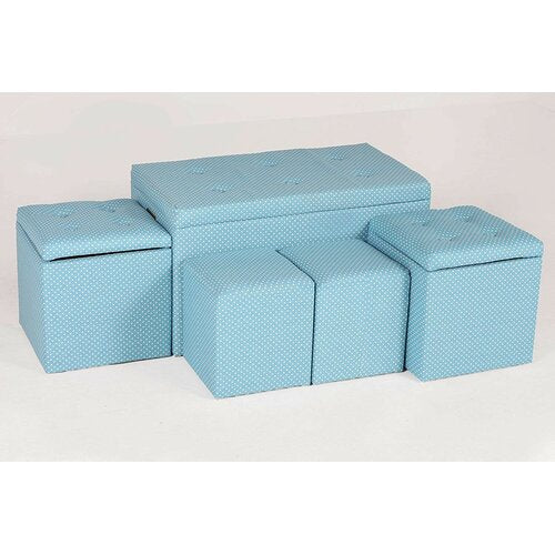 5 Piece Cloth Tufted Storage Ottoman