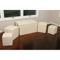 5 Piece Cloth Tufted Storage Ottoman