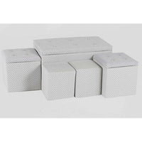 5 Piece Cloth Tufted Storage Ottoman
