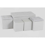 5 Piece Cloth Tufted Storage Ottoman