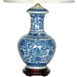 Handmade Blue and White Porcelain Round Vase Lamp (China)