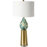Kasen Modern Painted Glass and Brass Table Lamp - 35"H x 16"W x 16"D