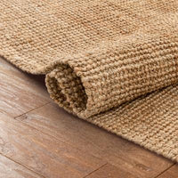 Boucle Hand-Woven Jute Rug Farmhouse Solid Pattern Natural Chunky-Textured Rug