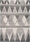 Distressed Geometric Diamond Pattern Grey Soft Area Rug