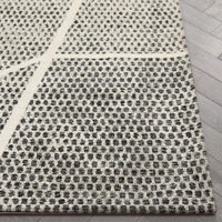 Modern Geometric Distressed Grey Kilim-Style Soft Area Rug