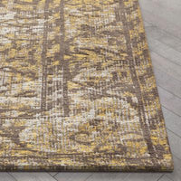 Vintage Distressed Orietnal Floral Yellow Kilim-Style Soft Area Rug