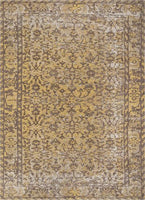 Vintage Distressed Orietnal Floral Yellow Kilim-Style Soft Area Rug
