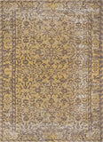 Vintage Distressed Orietnal Floral Yellow Kilim-Style Soft Area Rug