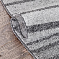Grey Modern Solid And Striped Soft Area Rug